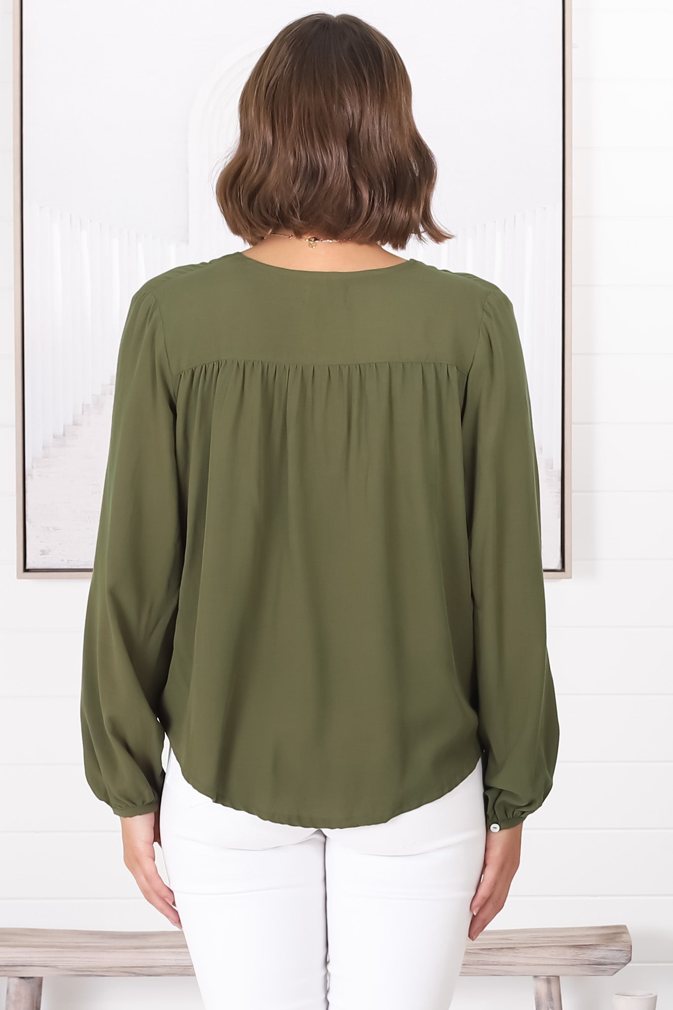 Nelly Top - Easy Wear V Neck Pull Over Top In Green