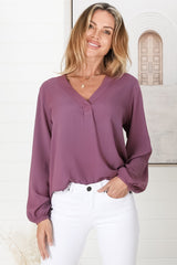 Nelly Top - Easy Wear V Neck Pull Over Top In Wine