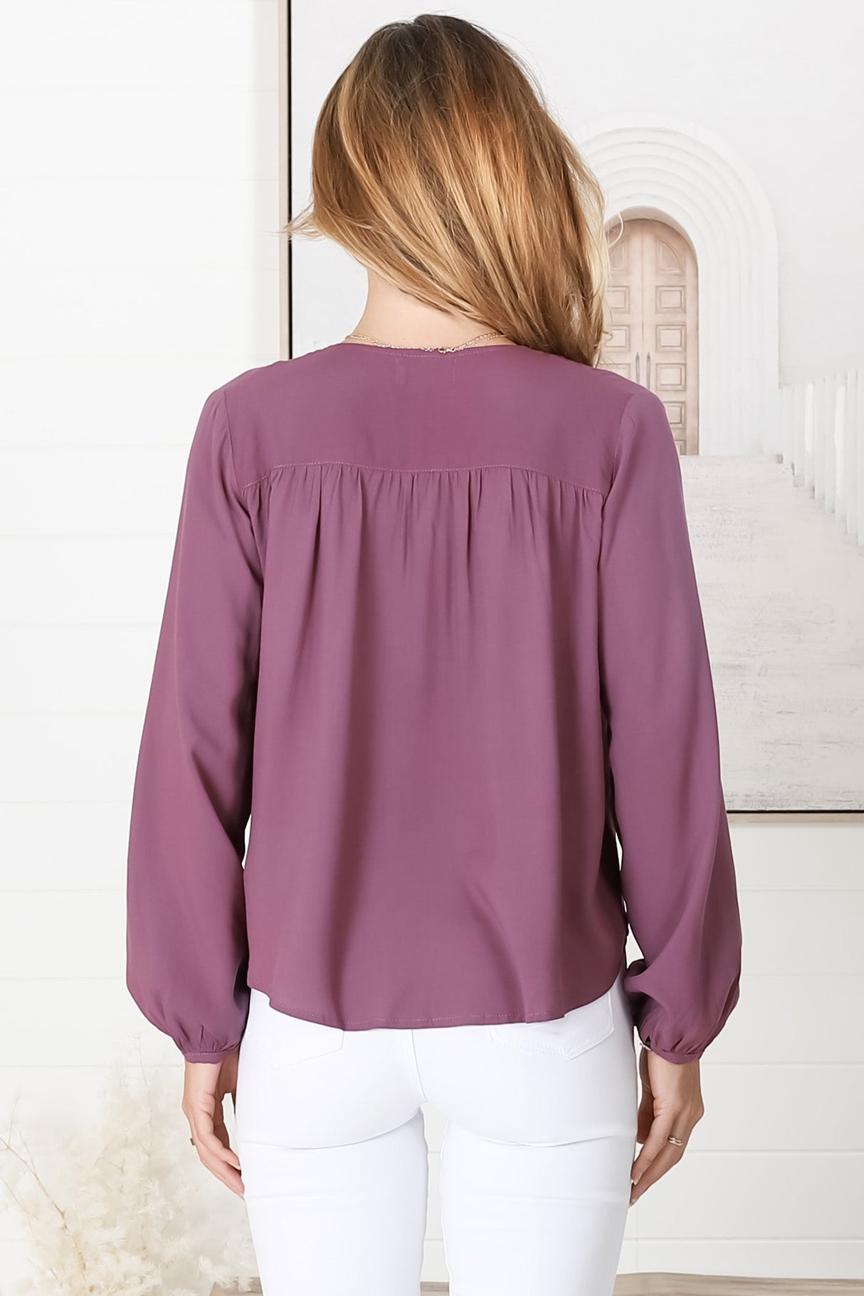 Nelly Top - Easy Wear V Neck Pull Over Top In Wine