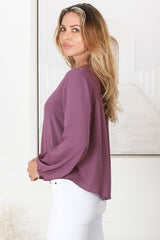 Nelly Top - Easy Wear V Neck Pull Over Top In Wine