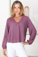 Nelly Top - Easy Wear V Neck Pull Over Top In Wine