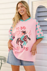 No Bad Days Tee - Graphic Print Short Sleeve T-Shirt in Pink