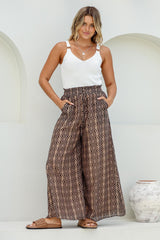 Noah Pants - Elasticated Waist Wide Leg Pant in Archie Print