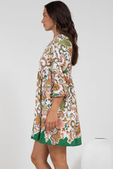 Nora Mini Dress - Long Sleeve Baby Doll Dress in Marcia Print