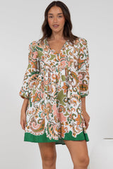 Nora Mini Dress - Long Sleeve Baby Doll Dress in Marcia Print