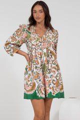 Nora Mini Dress - Long Sleeve Baby Doll Dress in Marcia Print