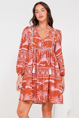 Nora Mini Dress - Long Sleeve Baby Doll Dress in Sandee Print