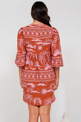 Nora Mini Dress - Long Sleeve Baby Doll Dress in Sandee Print