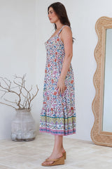 Nyra Midi Dress - Thick Strap Tie at Neckline A-Line Sun Dress in Scottie Print