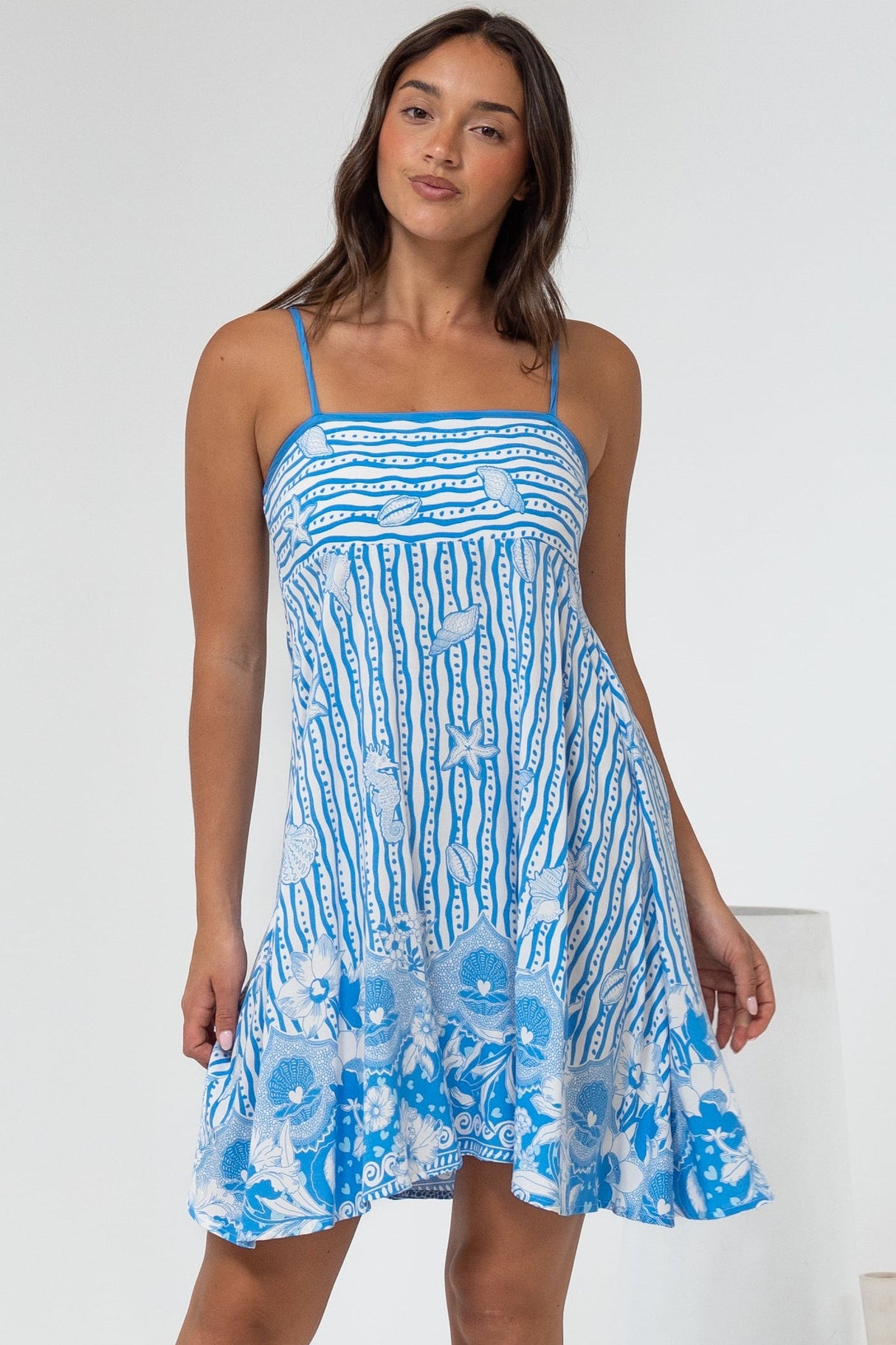 Essie Mini Dress - Sun Dress With Shirred Back In Ailsa Print