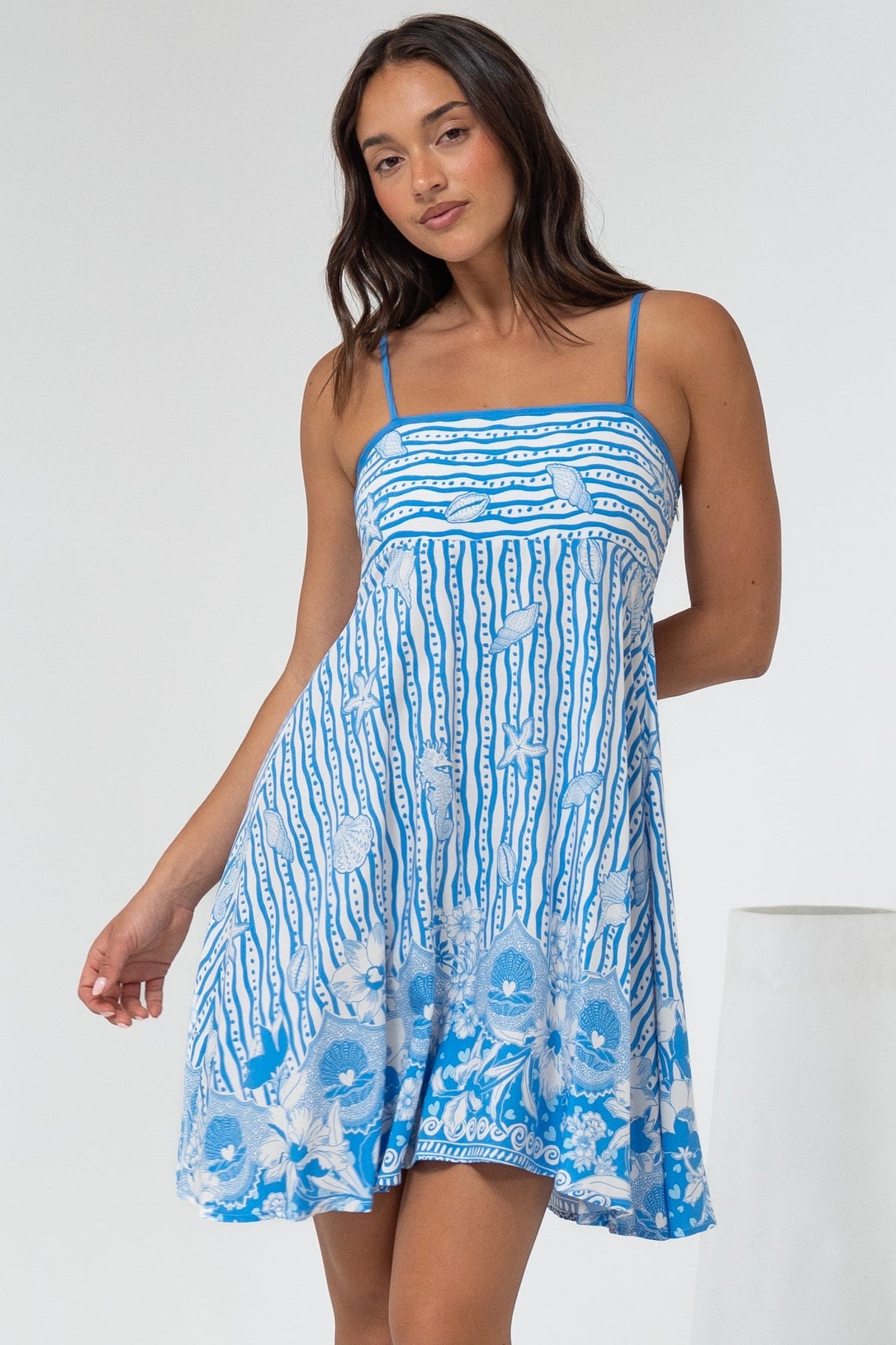 Essie Mini Dress - Sun Dress With Shirred Back In Ailsa Print