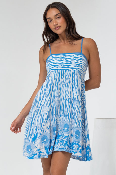Essie Mini Dress - Sun Dress With Shirred Back In Ailsa Print