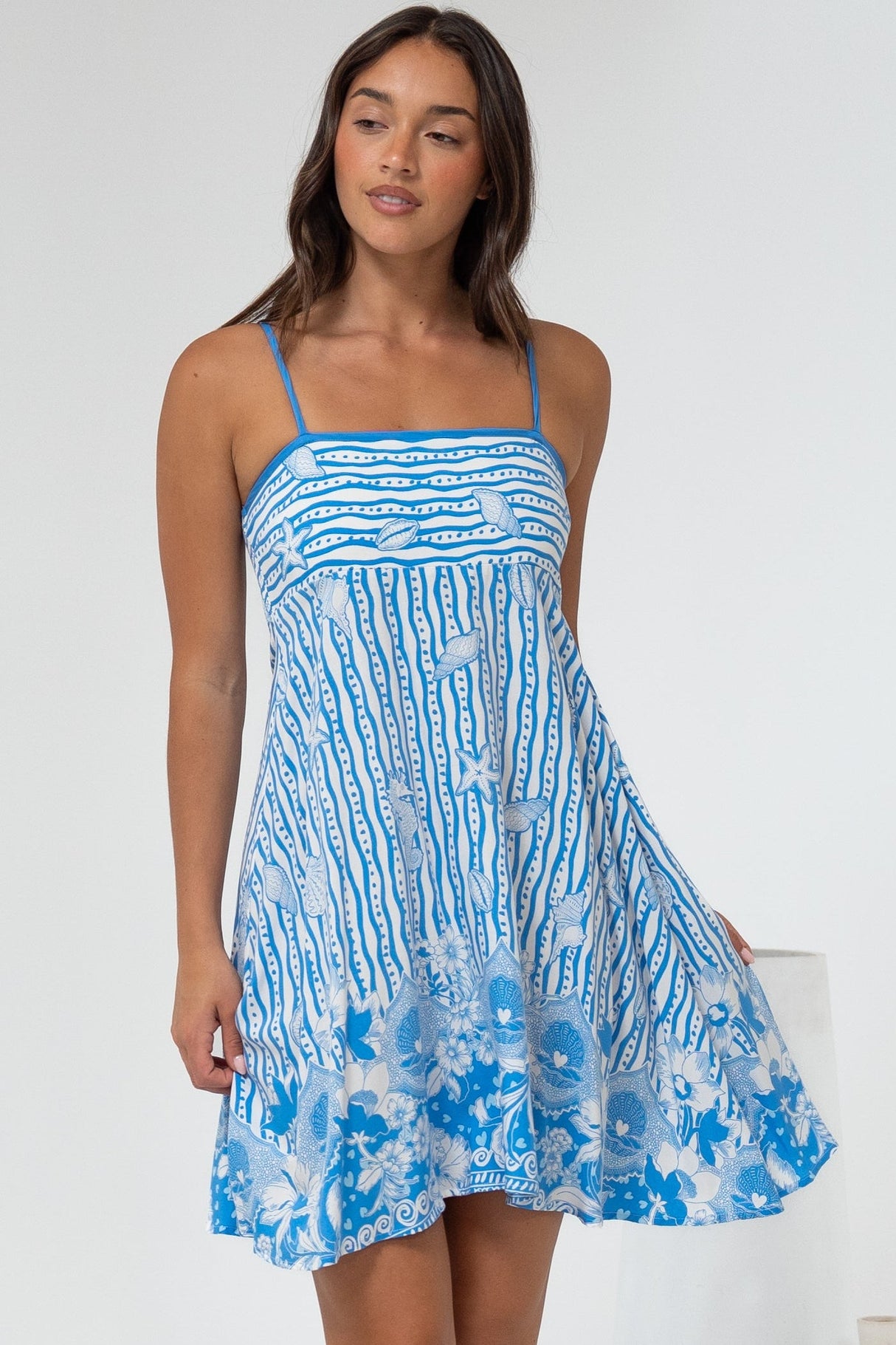 Essie Mini Dress - Sun Dress With Shirred Back In Ailsa Print