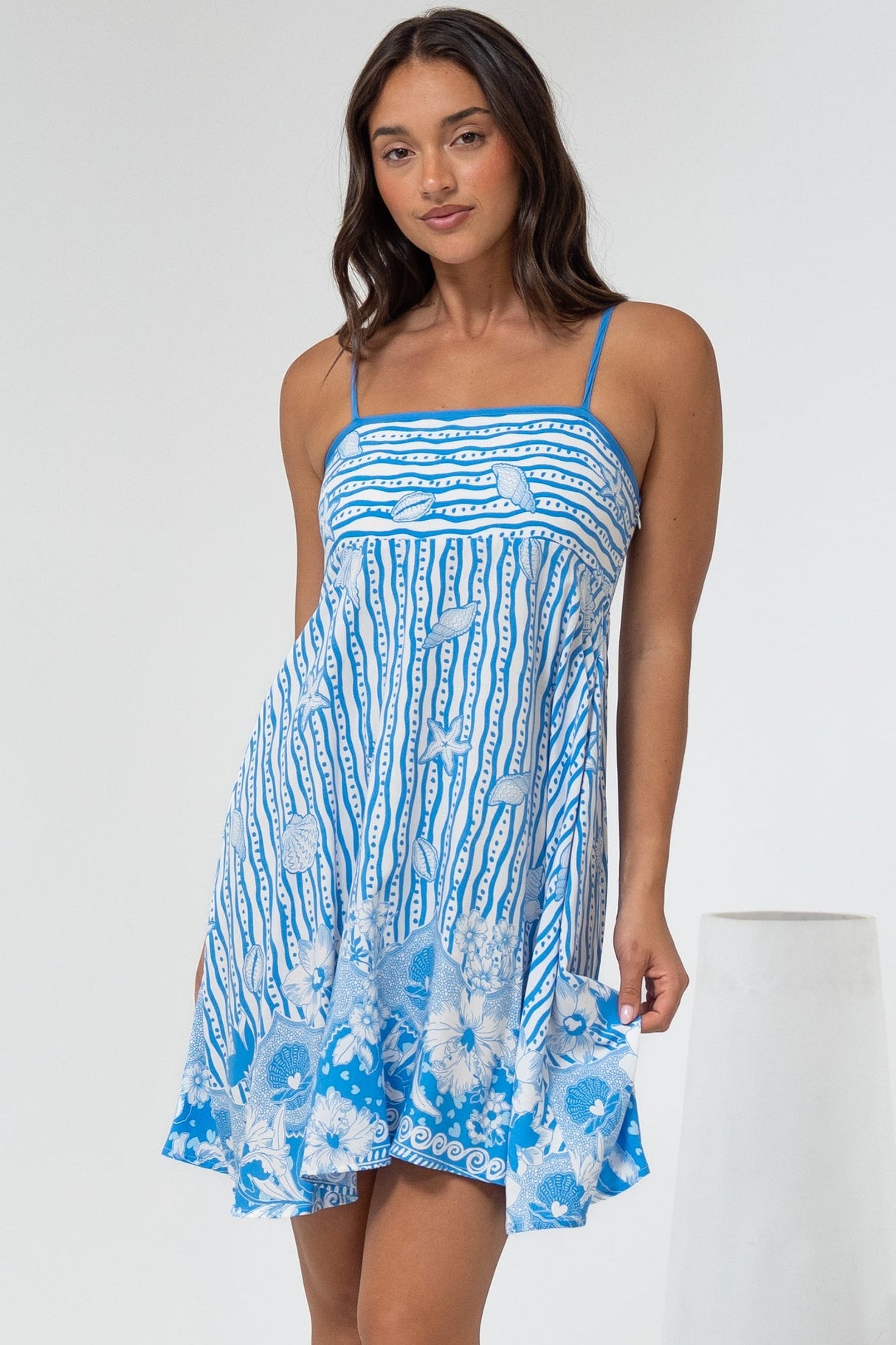 Essie Mini Dress - Sun Dress With Shirred Back In Ailsa Print
