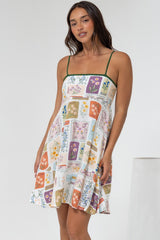 Essie Mini Dress - Sun Dress With Shirred Back In Reina Print