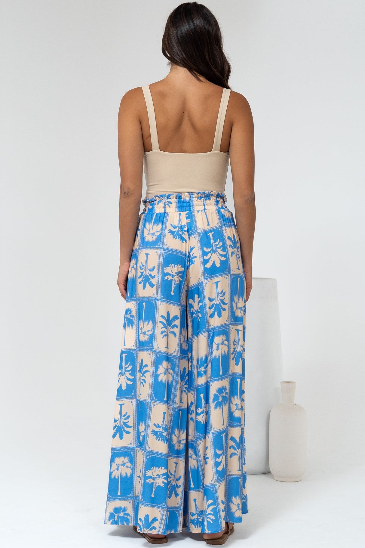 Charli Pants -  Paper Bag High Waisted Wide Leg Pants in Maxima Print