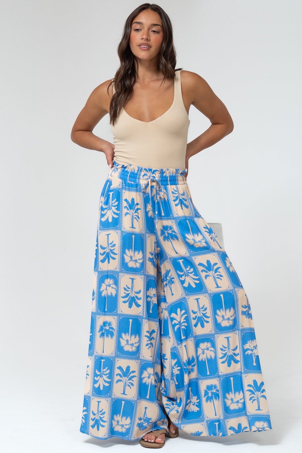 Charli Pants -  Paper Bag High Waisted Wide Leg Pants in Maxima Print