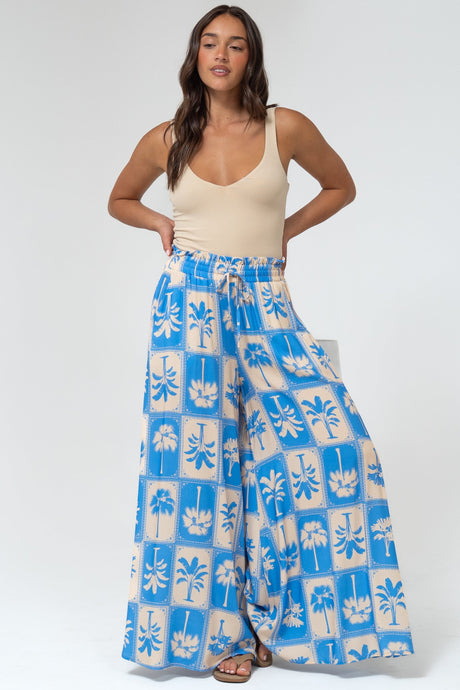Charli Pants -  Paper Bag High Waisted Wide Leg Pants in Maxima Print
