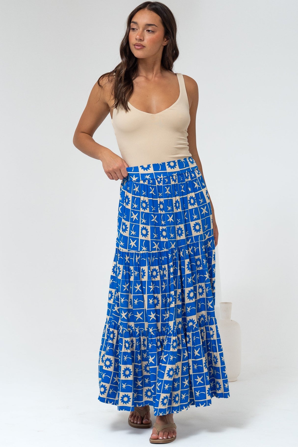 Maggie Maxi Skirt - Elasticated High Waist Skirt in Talia Print