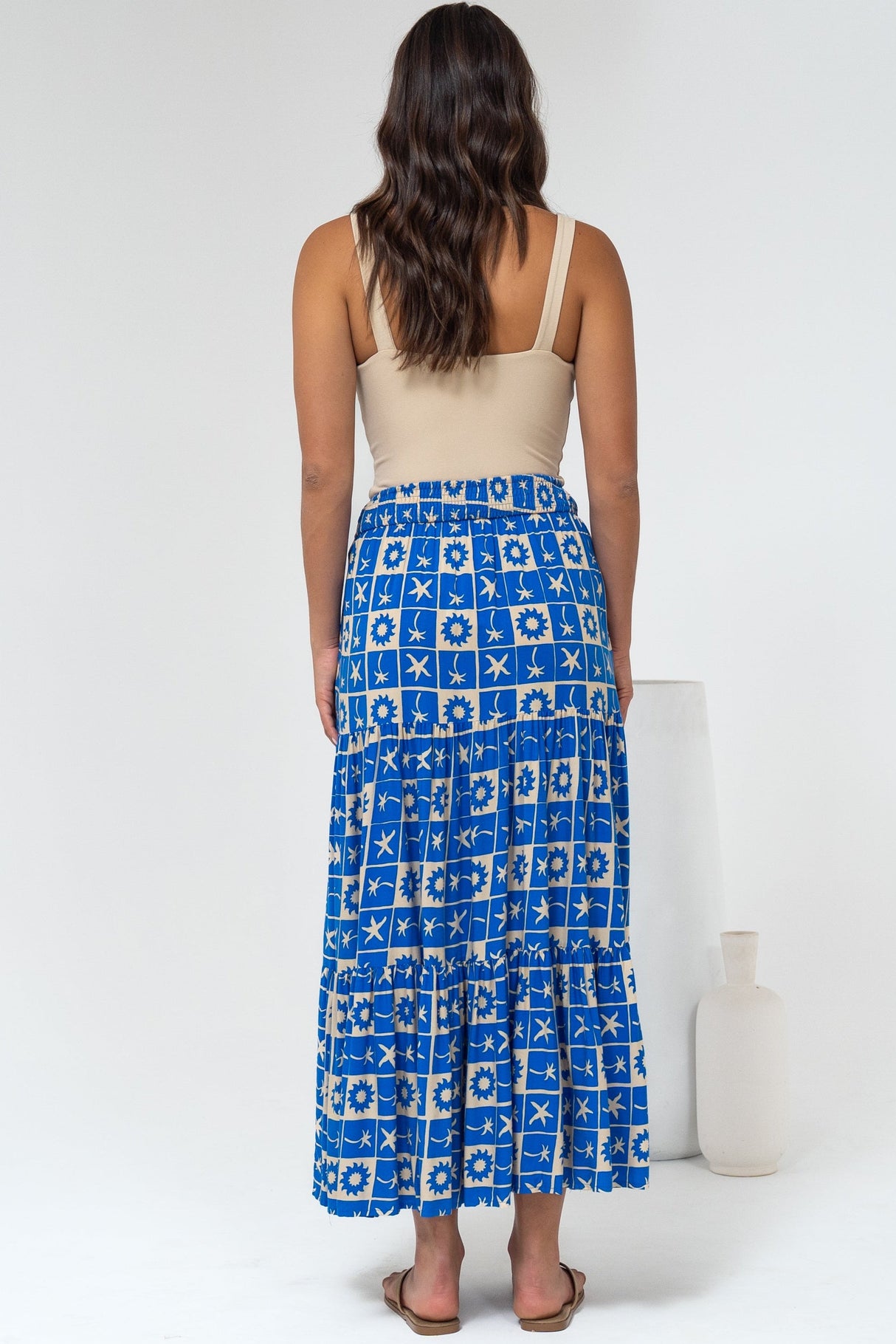 Maggie Maxi Skirt - Elasticated High Waist Skirt in Talia Print