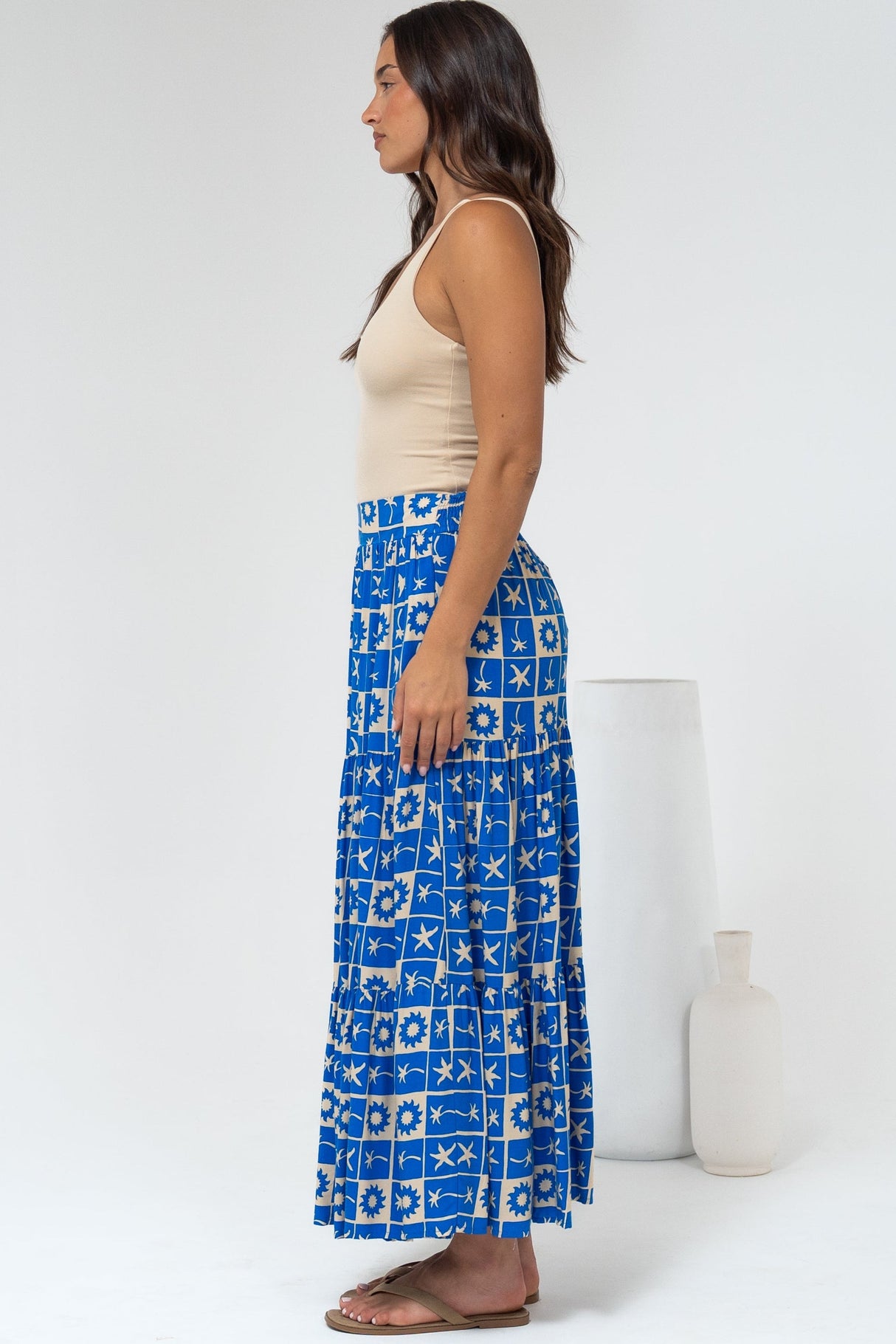 Maggie Maxi Skirt - Elasticated High Waist Skirt in Talia Print
