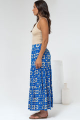 Maggie Maxi Skirt - Elasticated High Waist Skirt in Talia Print