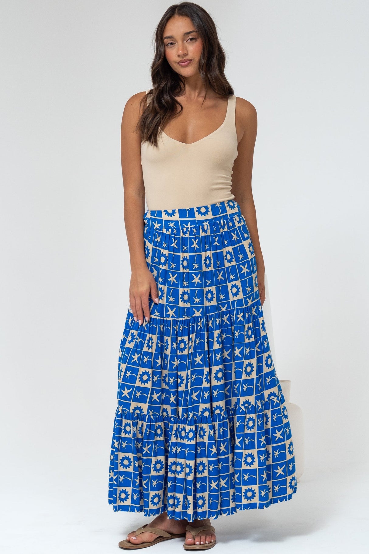 Maggie Maxi Skirt - Elasticated High Waist Skirt in Talia Print