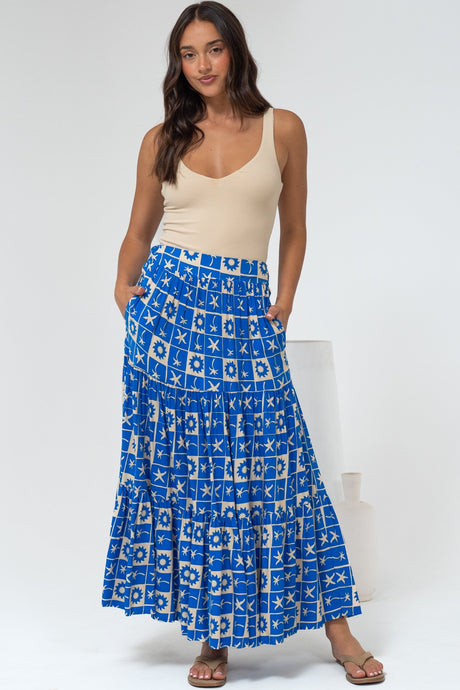 Maggie Maxi Skirt - Elasticated High Waist Skirt in Talia Print