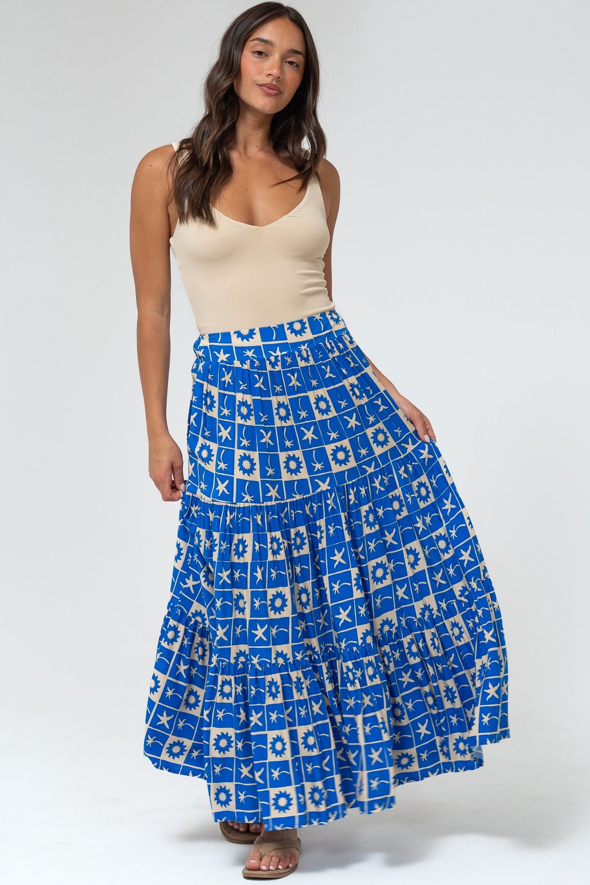 Maggie Maxi Skirt - Elasticated High Waist Skirt in Talia Print