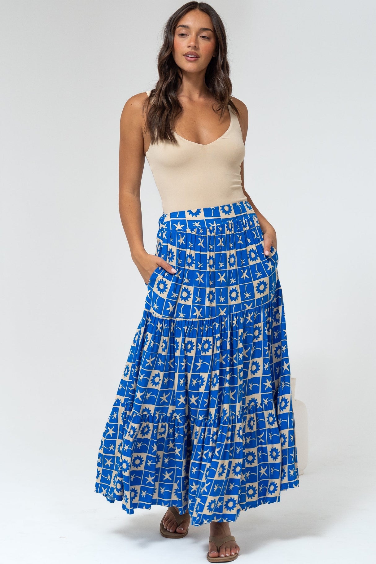 Maggie Maxi Skirt - Elasticated High Waist Skirt in Talia Print
