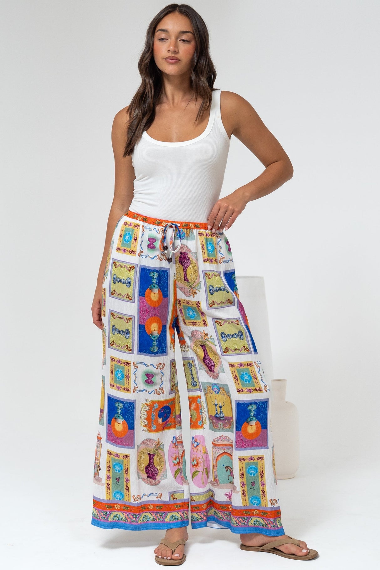 Keo Pants - High Waisted Wide Leg Pants in Marta Print