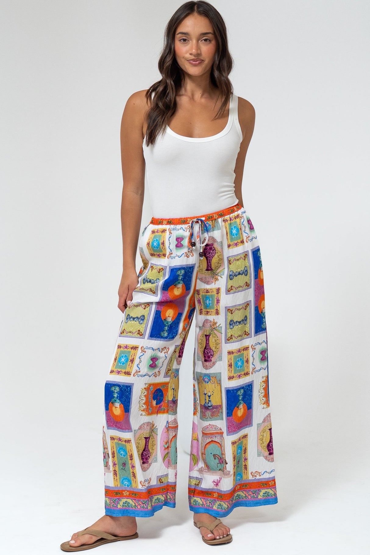Keo Pants - High Waisted Wide Leg Pants in Marta Print