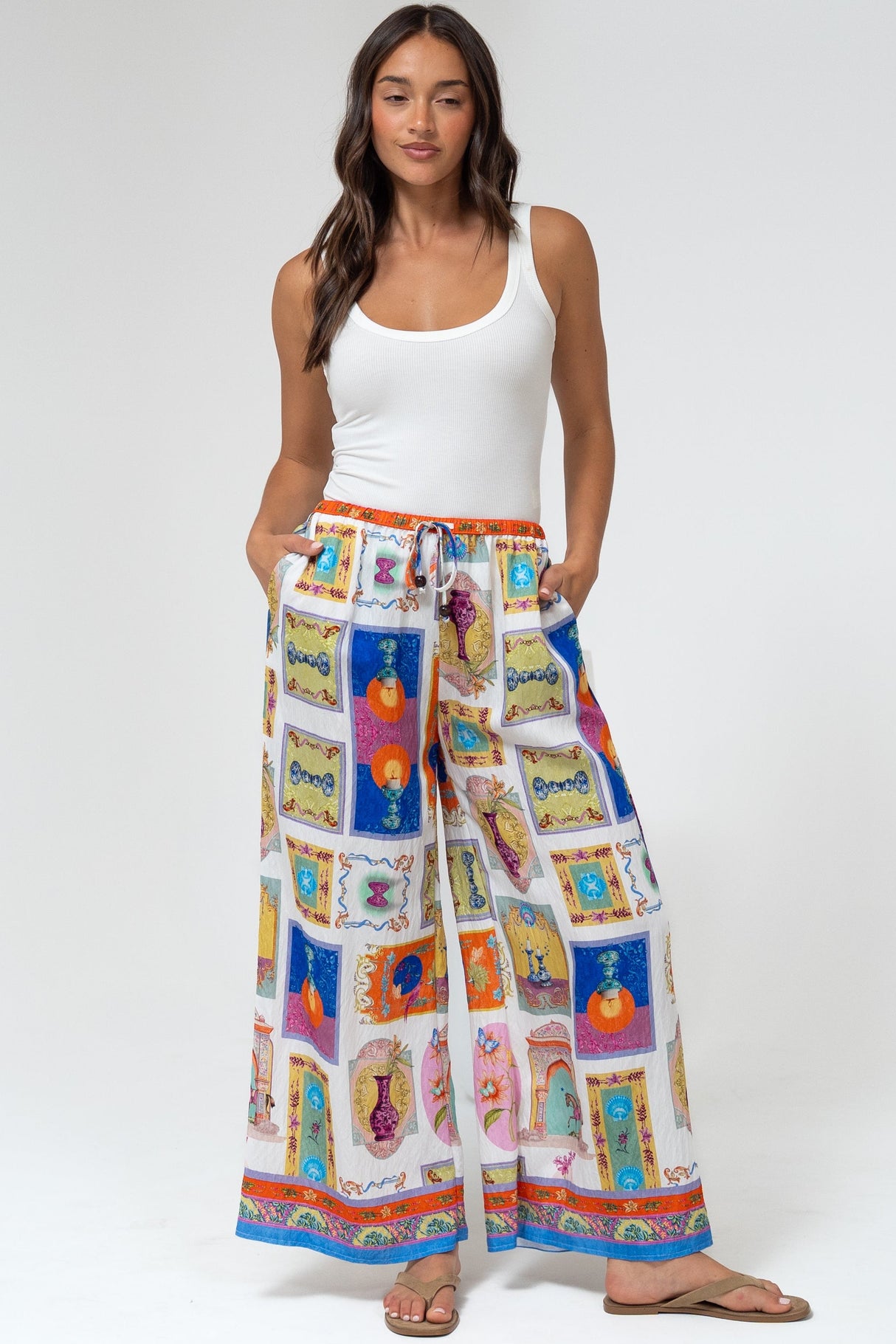 Keo Pants - High Waisted Wide Leg Pants in Marta Print