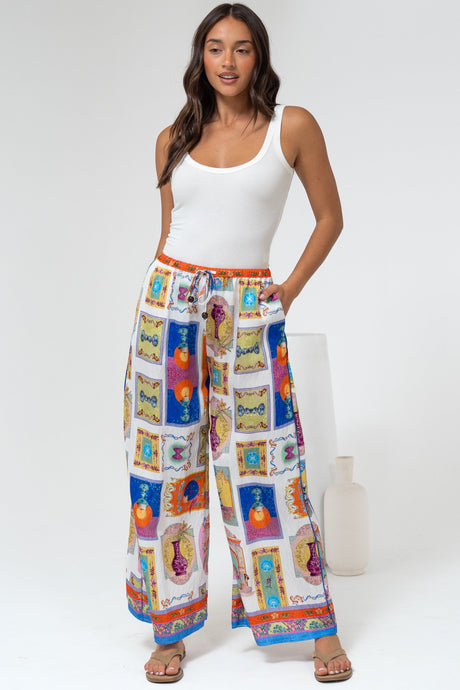 Keo Pants - High Waisted Wide Leg Pants in Marta Print