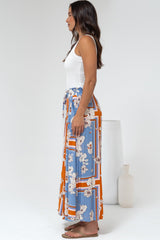 Mezza Pants - Paper Bag High Waisted Wide Leg Pants in Trinity Print