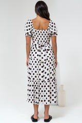 Hush Midi Dress - Square Neckline Dress with Pockets in Chocolate Spot