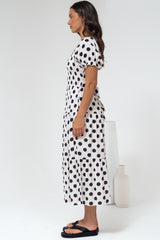 Hush Midi Dress - Square Neckline Dress with Pockets in Chocolate Spot