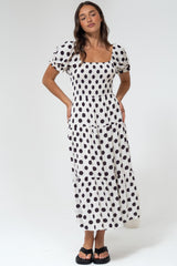 Hush Midi Dress - Square Neckline Dress with Pockets in Chocolate Spot