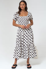 Hush Midi Dress - Square Neckline Dress with Pockets in Chocolate Spot