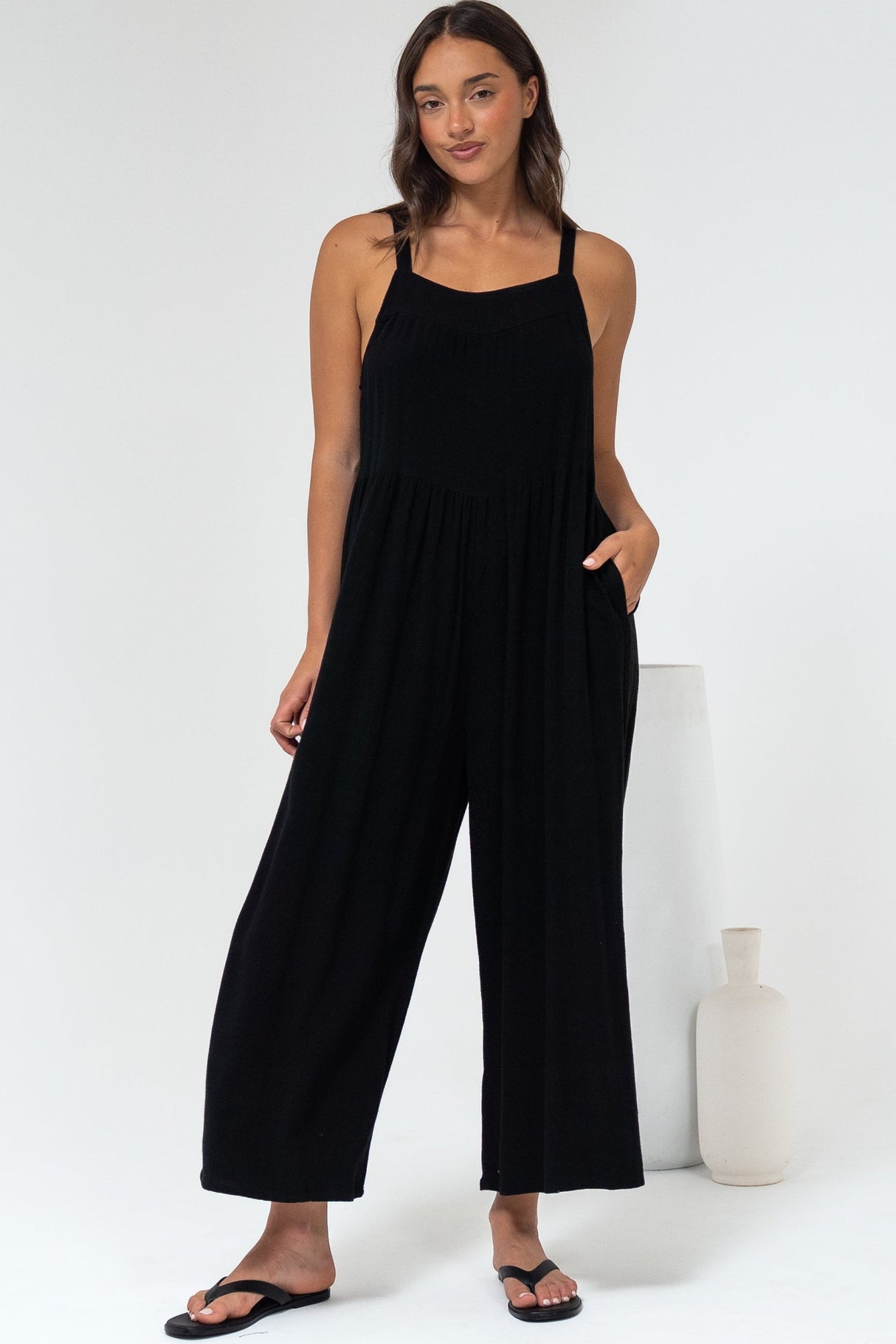 Fillipe Jumpsuit - Easy Wear Overalls with Pockets in Black