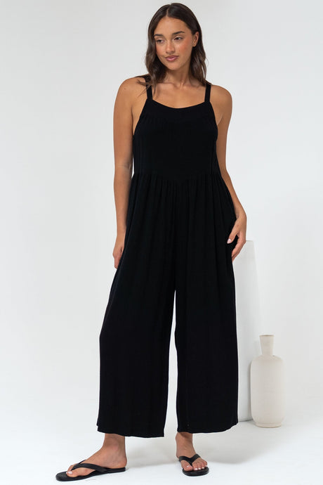 Fillipe Jumpsuit - Easy Wear Overalls with Pockets in Black
