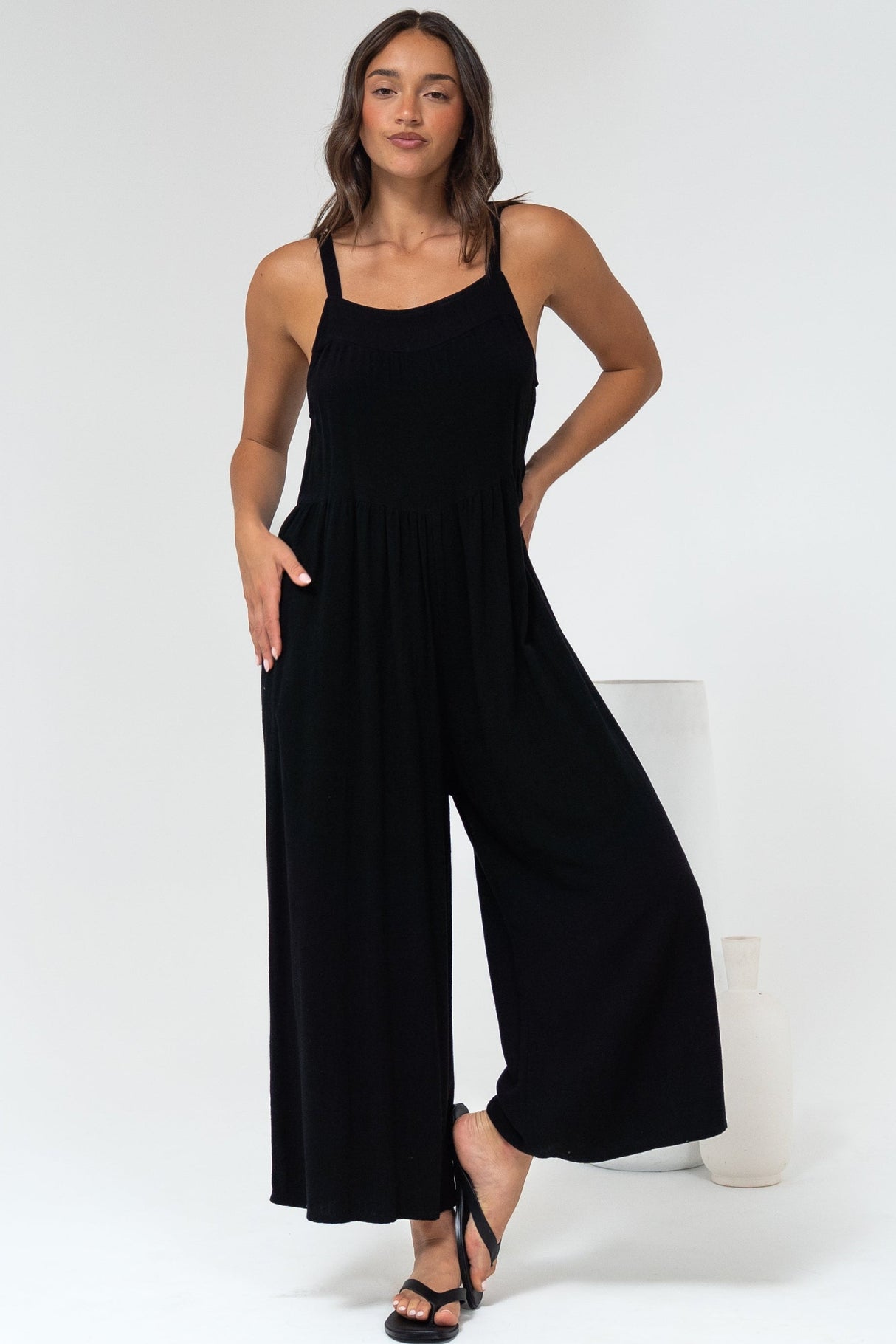 Fillipe Jumpsuit - Easy Wear Overalls with Pockets in Black
