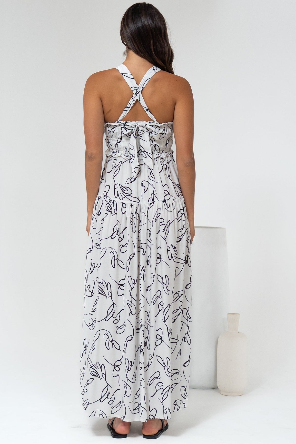 Laurita Maxi Dress - Adjustable Strap Elasticated Bodice Sun Dress in Samson Print