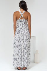 Laurita Maxi Dress - Adjustable Strap Elasticated Bodice Sun Dress in Samson Print