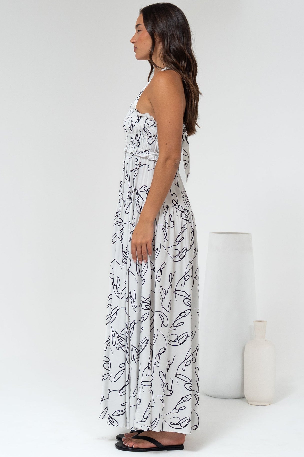 Laurita Maxi Dress - Adjustable Strap Elasticated Bodice Sun Dress in Samson Print