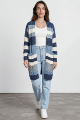 Model wearing Ollie Cardigan in Blue from Salty Crush