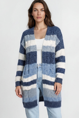 Model wearing Ollie Cardigan in Blue from Salty Crush