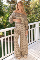 JAASE - Opal Pants: High Waisted Wide Leg Pants in Louella Print