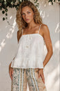 Model wearing Orianne Cami in White from Salty Crush