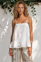 Model wearing Orianne Cami in White from Salty Crush